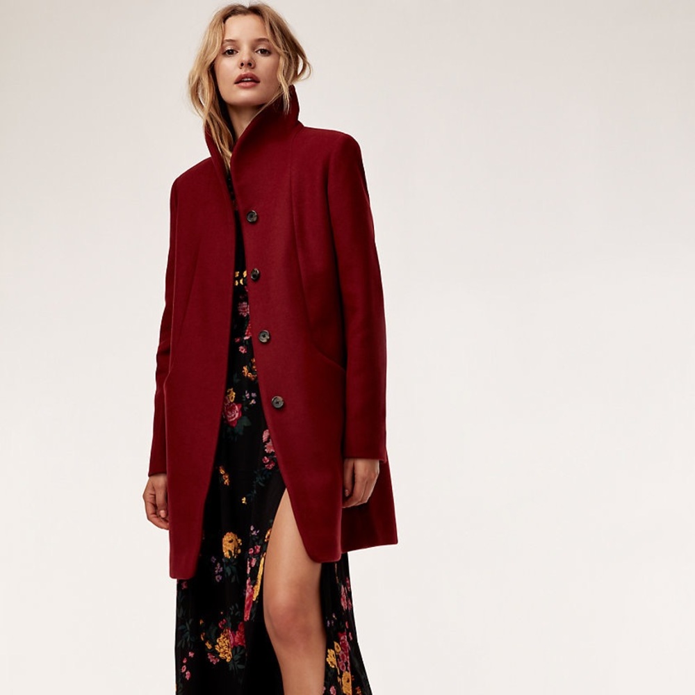 NWT Wilfred Cocoon Wool Coat in Deep Red Rust